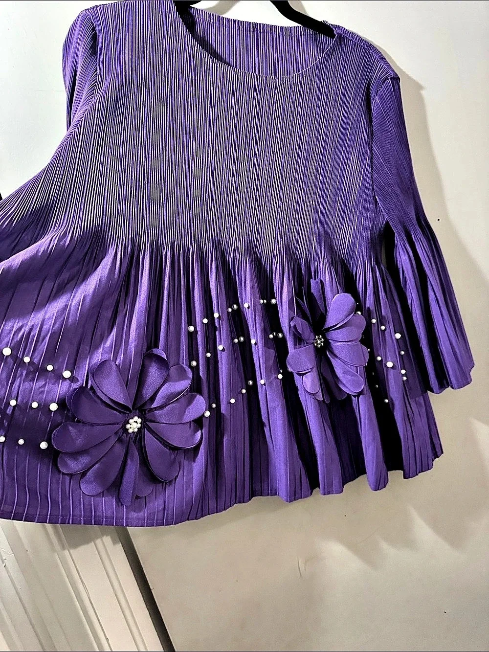 Unbranded Purple Pleated Floral Maxi Dress Set